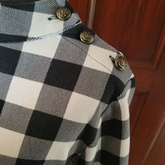 Talbots Womens Black & White Checkered Dress With Button Accents Size X - Picture 3 of 6